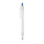 Caneta de plástico reciclado com botão colorido tinta azul Clean cor azul quarta vista
