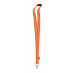 Lanyard de RPET com mosquetão metálico e fecho de segurança 20mm cor cor-de-laranja