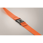 Lanyard de RPET com mosquetão metálico e fecho de segurança 20mm cor cor-de-laranja vista fotografia sexta vista