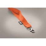 Lanyard de RPET com mosquetão metálico e fecho de segurança 20mm cor cor-de-laranja vista fotografia sétima vista