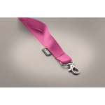 Lanyard de RPET com mosquetão metálico e fecho de segurança 20mm cor cor-de-rosa vista fotografia sétima vista