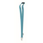 Lanyard de RPET com mosquetão metálico e fecho de segurança 20mm cor turquesa
