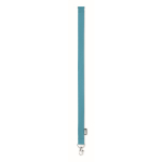 Lanyard de RPET com mosquetão metálico e fecho de segurança 20mm cor turquesa quarta vista