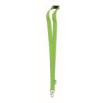 Lanyard de RPET com mosquetão metálico e fecho de segurança 20mm cor verde maçã