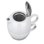 Conjunto de chá com chaleira de 400ml personalizado e chávena Duet cor branco primeira vista