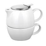 Conjunto de chá com chaleira de 400ml personalizado e chávena Duet cor branco
