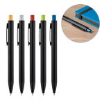 Caneta de alumínio com acabamento mate e botão, tinta azul varias cores