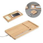 Conjunto de mesa de bambu com carregador sem fio Bamboo Tidy varias cores