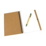 Cadernos reciclados com caneta e argolas, folhas A5 lisas Colouring cor verde sexta vista