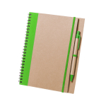 Cadernos reciclados com caneta e argolas, folhas A5 lisas Colouring cor verde primeira vista