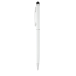 Canetas gravadas com ponteira tátil de cor cromada tinta azul Vip Thin cor branco