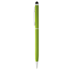 Canetas gravadas com ponteira tátil de cor cromada tinta azul Vip Thin cor verde-claro