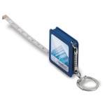 Porta-chaves com fita métrica personalizada de 1 M cor azul vista principal