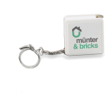 Porta-chaves com fita métrica personalizada de 1 M cor branco segunda vista principal