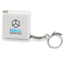 Porta-chaves com fita métrica personalizada de 1 M cor branco terceira vista principal