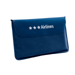 Almofada inflável de viagem personalizada com logótipo Basic Style cor azul na bolsa com logo