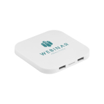 Carregador para telemóvel sem fios de design quadrado ChargePad cor branco imagem com logo