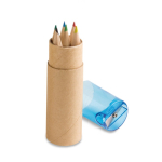 Conjunto de 6 lápis infantis de cores em estojo de tubo cor azul
