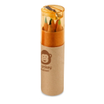 Conjunto de 6 lápis infantis de cores em estojo de tubo cor cor-de-laranja imagem com logo