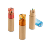 Conjunto de 6 lápis infantis de cores em estojo de tubo varias cores