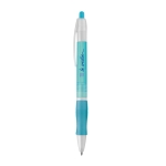 Canetas baratas personalizadas de plástico tinta preta Economy cor azul-claro imagem com logo