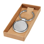 Porta-chaves redondo clássico de metal de alto brilho Geometric Circle cor prateado
