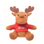 Peluche de rena personalizado com camisola para o logo Rudolph cor vermelho vista principal