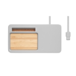 Conjunto de mesa com carregador e suporte de pedra calcária Copenhague cor cinzento terceira vista