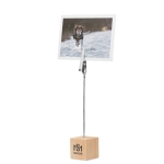 Suporte de madeira com clip para notas em forma de cubo com logo Wood cor madeira vista principal