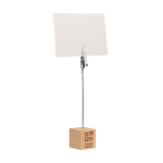 Suporte de madeira com clip para notas em forma de cubo com logo Wood cor madeira vista principal