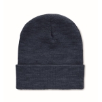 Gorro com logo unissexo elástico com dobra enrolada rPET Switzerland cor azul