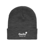 Gorro com logo unissexo elástico com dobra enrolada rPET Switzerland cor cinzento vista principal