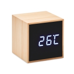 Relógio despertador com caixa de bambu de cubo Bamboo Cube cor madeira segunda vista