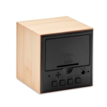 Relógio despertador com caixa de bambu de cubo Bamboo Cube cor madeira sétima vista