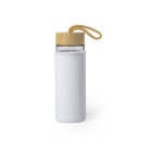 Garrafa publicitária de vidro com manga 530ml Crystal Bamboo White cor branco primeira vista