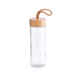 Garrafa de vidro com tampa de bambu e pega 430ml Crystal Bamboo Clear cor transparente primeira vista