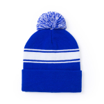 Gorro de inverno personalizado com pompom e detalhe branco PomPom cor azul primeira vista