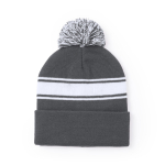 Gorro de inverno personalizado com pompom e detalhe branco PomPom cor cinzento segunda vista