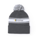 Gorro de inverno personalizado com pompom e detalhe branco PomPom cor cinzento primeira vista