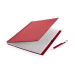 Caderno reciclado de cor apelativa, com caneta, folhas A4 lisas ECOriginal cor vermelho quinta vista