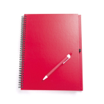 Caderno reciclado de cor apelativa, com caneta, folhas A4 lisas ECOriginal cor vermelho primeira vista