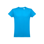 T-shirts personalizadas baratas de algodão cardado 150 g/m2 THC Luanda cor ciano primeira vista