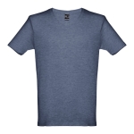 T-shirts unisexo personalizáveis e baratas, algodão cardado THC Athens cor azul mesclado