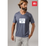 T-shirts unisexo personalizáveis e baratas, algodão cardado THC Athens cor azul mesclado vista conjunto