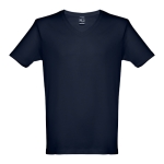T-shirts unisexo personalizáveis e baratas, algodão cardado THC Athens cor azul-marinho