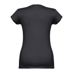 T-shirts de algodão cintadas para mulher decote V 150 g/m2 THC Athens cor preto
