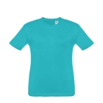 T-shirt personalizada barata para crianças, algodão 150 g/m2 THC Quito cor turquesa