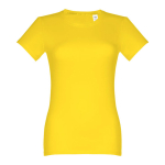 T-shirts cintadas para mulher em algodão 190 g/m2 THC Ankara cor amarelo primeira vista