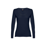 Camisola para mulher manga comprida em algodão 150 g/m2 THC Bucharest cor azul primeira vista