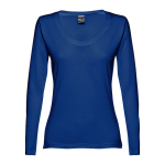 Camisola para mulher manga comprida em algodão 150 g/m2 THC Bucharest cor azul real primeira vista